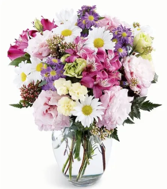 Flower.com elegant white lily and rose sympathy arrangement close-up
